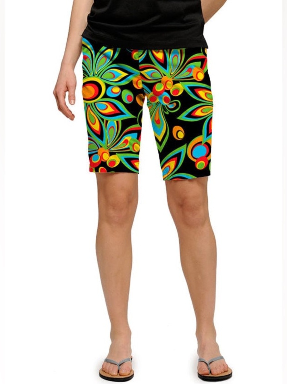 Loudmouth Golf Shagadelic Women's Bermuda Short Black Retro Bold Size 6